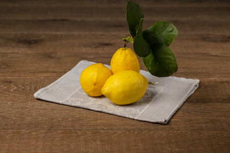 Zitrone mit Blatt - nach der Ernte unbehandelt